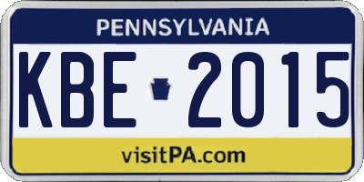 PA license plate KBE2015