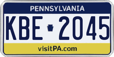 PA license plate KBE2045