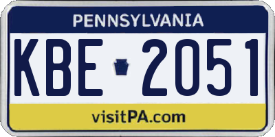 PA license plate KBE2051