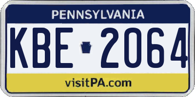 PA license plate KBE2064