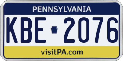 PA license plate KBE2076