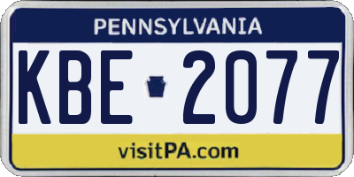 PA license plate KBE2077
