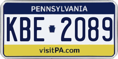 PA license plate KBE2089