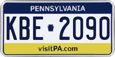PA license plate KBE2090