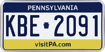 PA license plate KBE2091