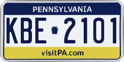 PA license plate KBE2101