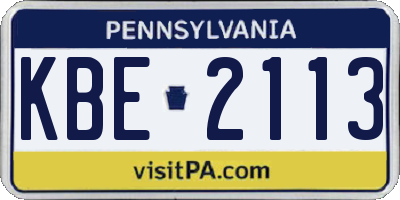 PA license plate KBE2113