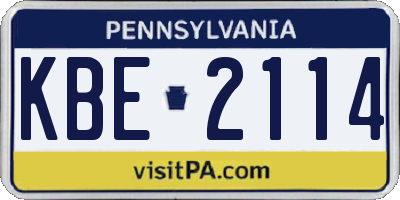 PA license plate KBE2114