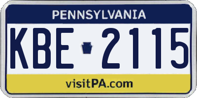 PA license plate KBE2115