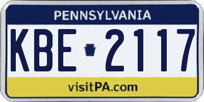 PA license plate KBE2117
