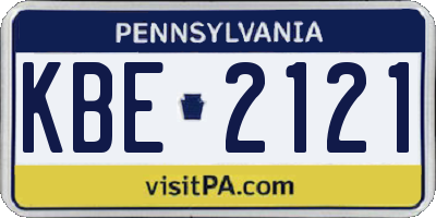 PA license plate KBE2121