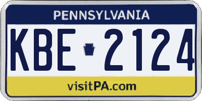 PA license plate KBE2124
