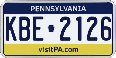 PA license plate KBE2126