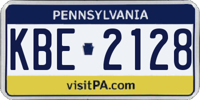 PA license plate KBE2128