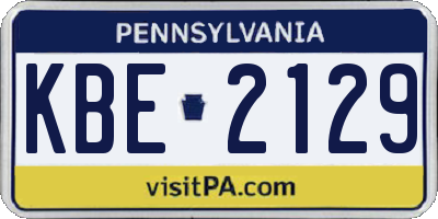 PA license plate KBE2129