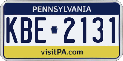 PA license plate KBE2131