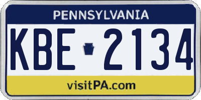 PA license plate KBE2134