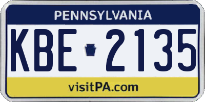PA license plate KBE2135