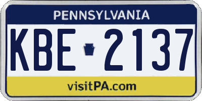 PA license plate KBE2137