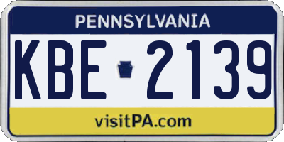 PA license plate KBE2139