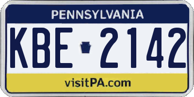 PA license plate KBE2142