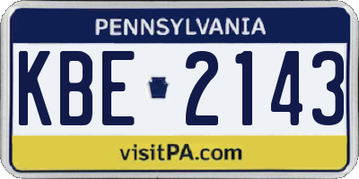 PA license plate KBE2143