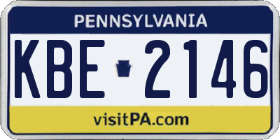 PA license plate KBE2146