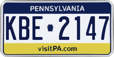 PA license plate KBE2147