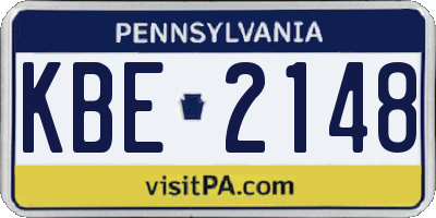 PA license plate KBE2148