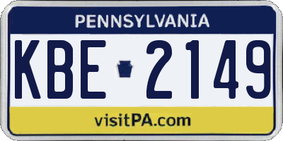 PA license plate KBE2149