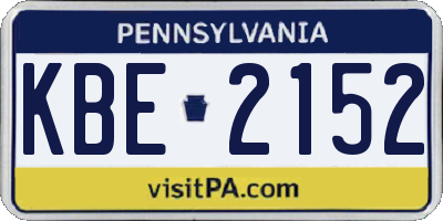 PA license plate KBE2152