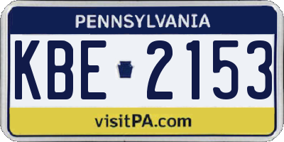 PA license plate KBE2153