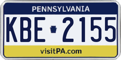 PA license plate KBE2155