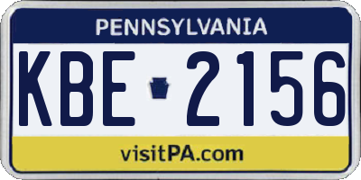 PA license plate KBE2156