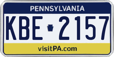 PA license plate KBE2157