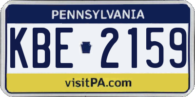PA license plate KBE2159