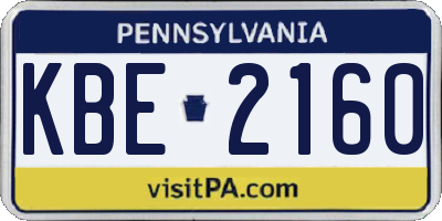 PA license plate KBE2160