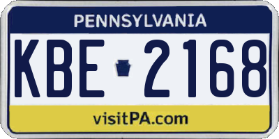 PA license plate KBE2168