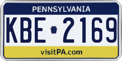 PA license plate KBE2169