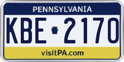 PA license plate KBE2170