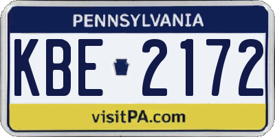PA license plate KBE2172