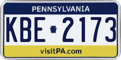 PA license plate KBE2173