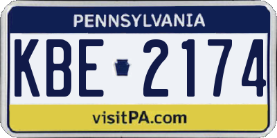 PA license plate KBE2174