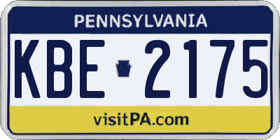 PA license plate KBE2175