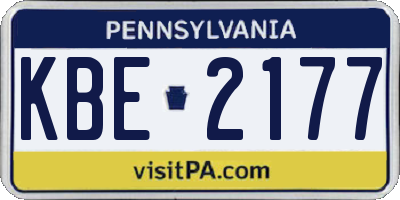 PA license plate KBE2177