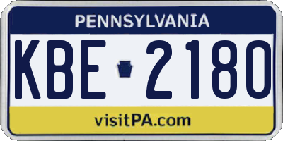 PA license plate KBE2180