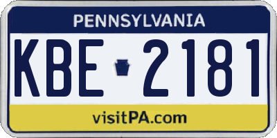 PA license plate KBE2181