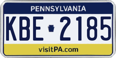 PA license plate KBE2185