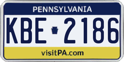 PA license plate KBE2186
