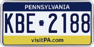 PA license plate KBE2188